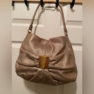 Salvatore  Ferragamo Valo Bronze pleated bow Leather Women's Bag